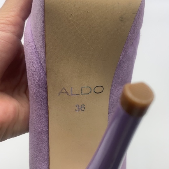 Aldo - Bright Soft Lavender Suede Rounded Toe High Heel Size 36 - Picture 9 of 15